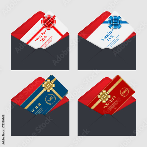 Voucher, Gift certificate, Coupon template in envelope.vector