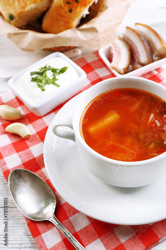 Ukrainian beetroot soup - borscht,