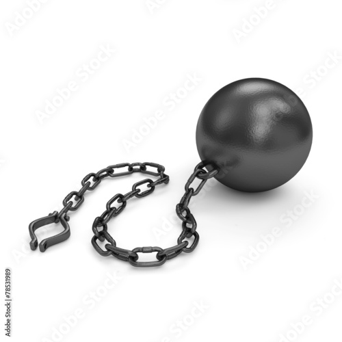 Heavy Ball and Chain isolated on white background
