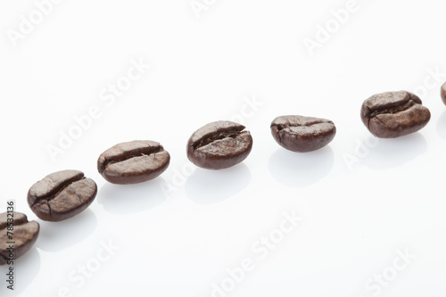 Dotted line of coffee beans
