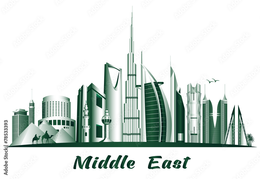 Naklejka premium Cities and Famous Buildings in Middle East