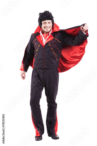 Fotografie Smiling man in disco 70s style. Elvis concept
