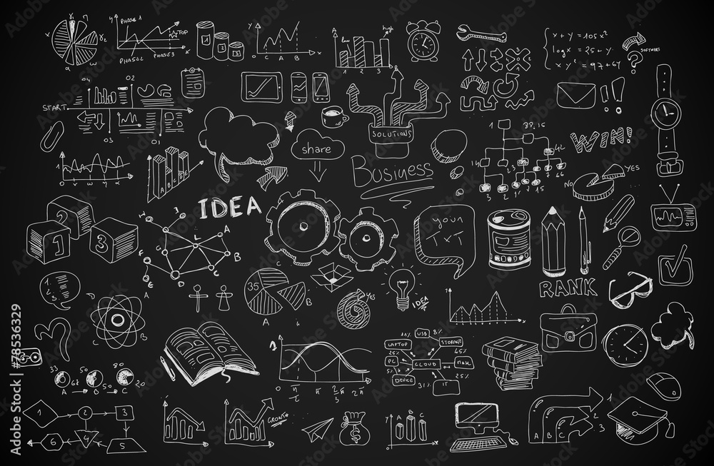 Business doodles Sketch set : infographics elements isolated Business doodles Sketch set : infographics elements isolated