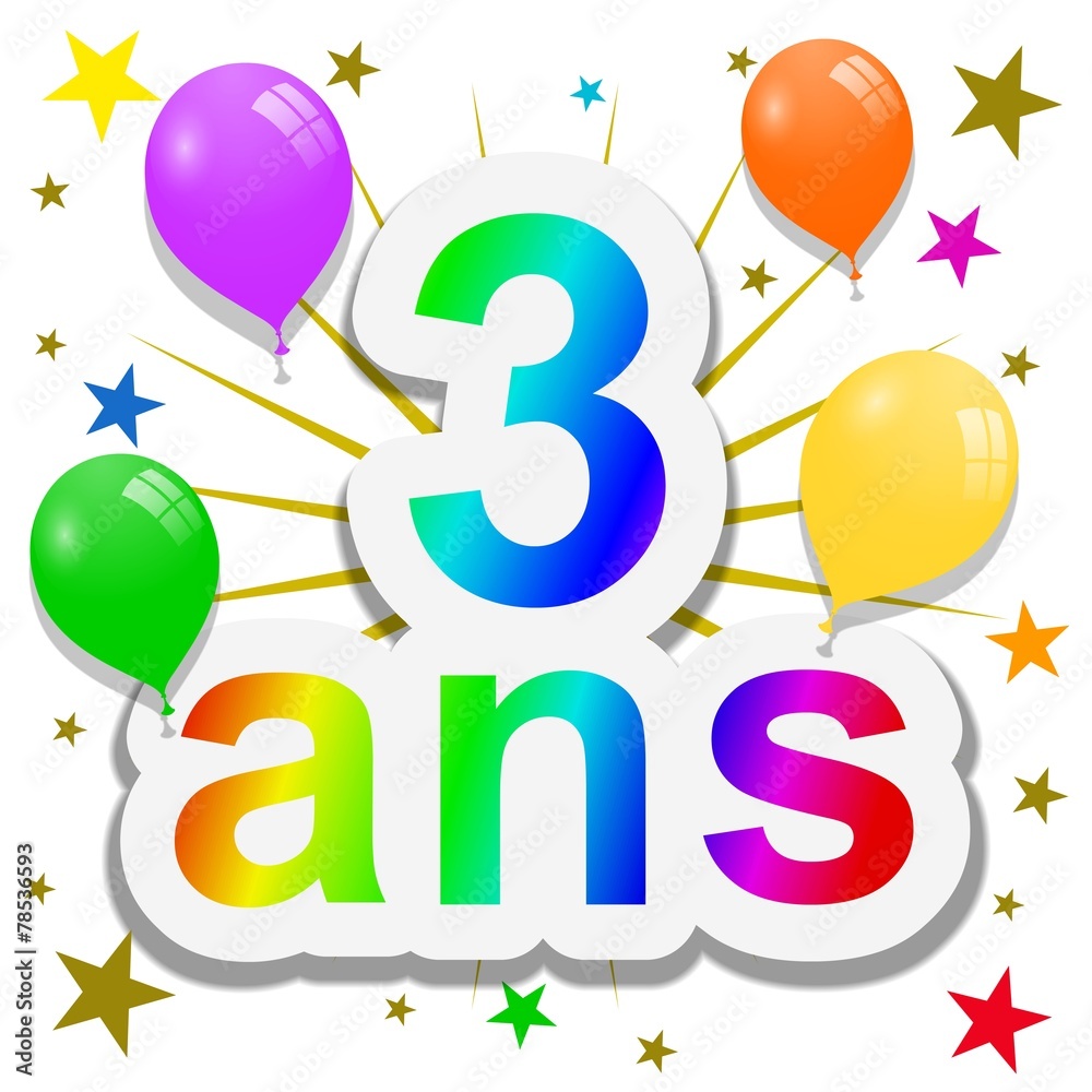 Anniversaire, 3 ans Stock Illustration