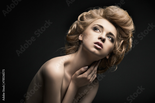 high fashion woman with abstract hair style