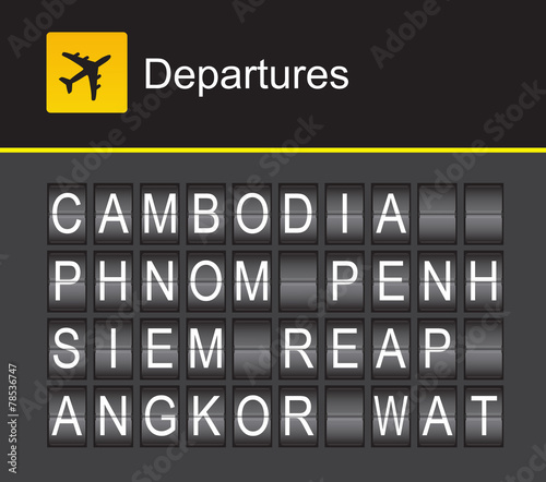 Cambodia flip alphabet airport departures