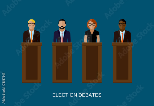 flat  illustration of a speakers. politicians. election debates