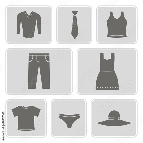 set of monochrome icons with garments for your design