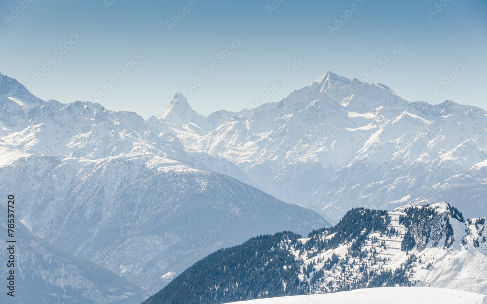 Riederalp, Dorf, Walliser Alpen, Weisshorn, Winter, Schweiz