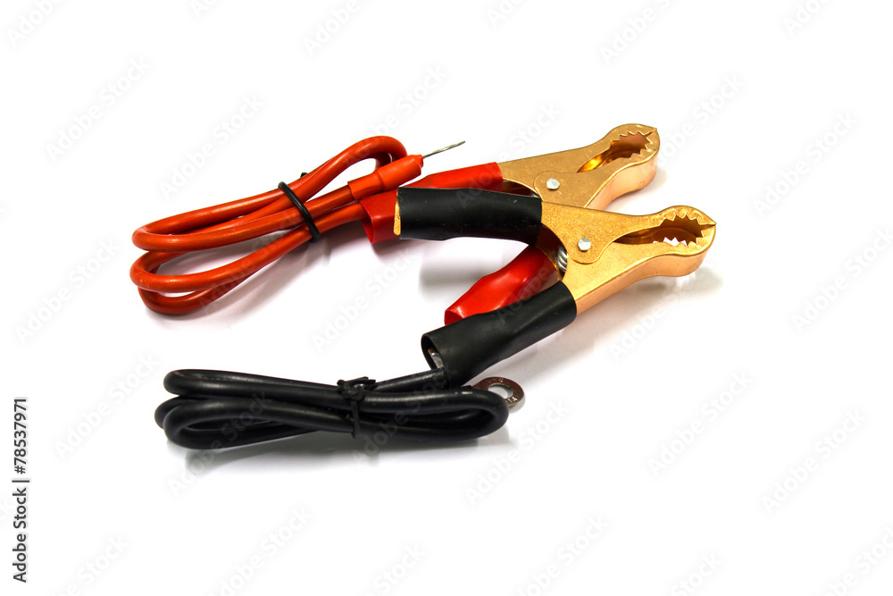 Black and Red Jumper cable isolated on white background Black and Red Jumper cable isolated on white background