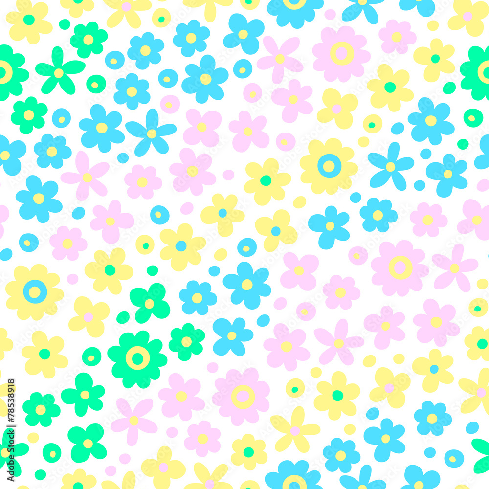 Seamless pattern with cute flowers.