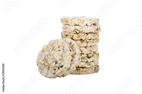 Mini puffed rice cake with cumin and salt isolated photo