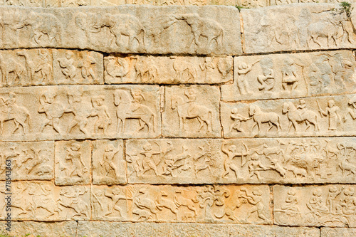 Basrelief artwork of Royal Enclosure temple at Hampi photo