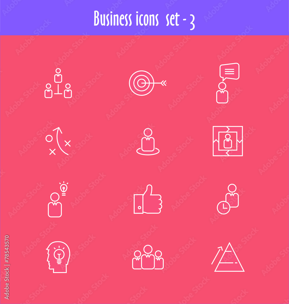 Flat line icons set of business meeting, professional occupation