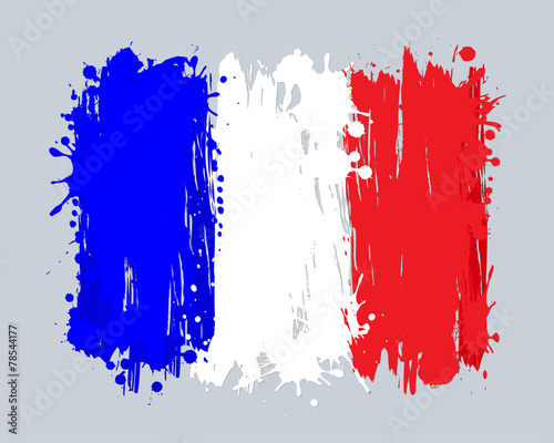 Vector flag of France. EU country. Graffiti in grange style with