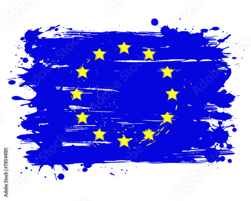 Vector flag of European Union. Graffiti in grange style with bru