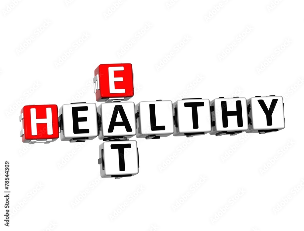 3D Crossword Eat Healthy on white background 3D Crossword Eat Healthy on white background