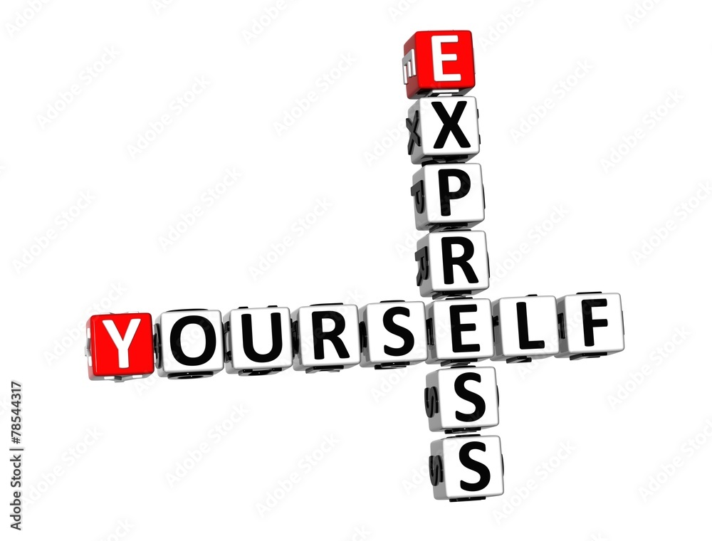 3D Crossword Express Yourself on white background 3D Crossword Express Yourself on white background