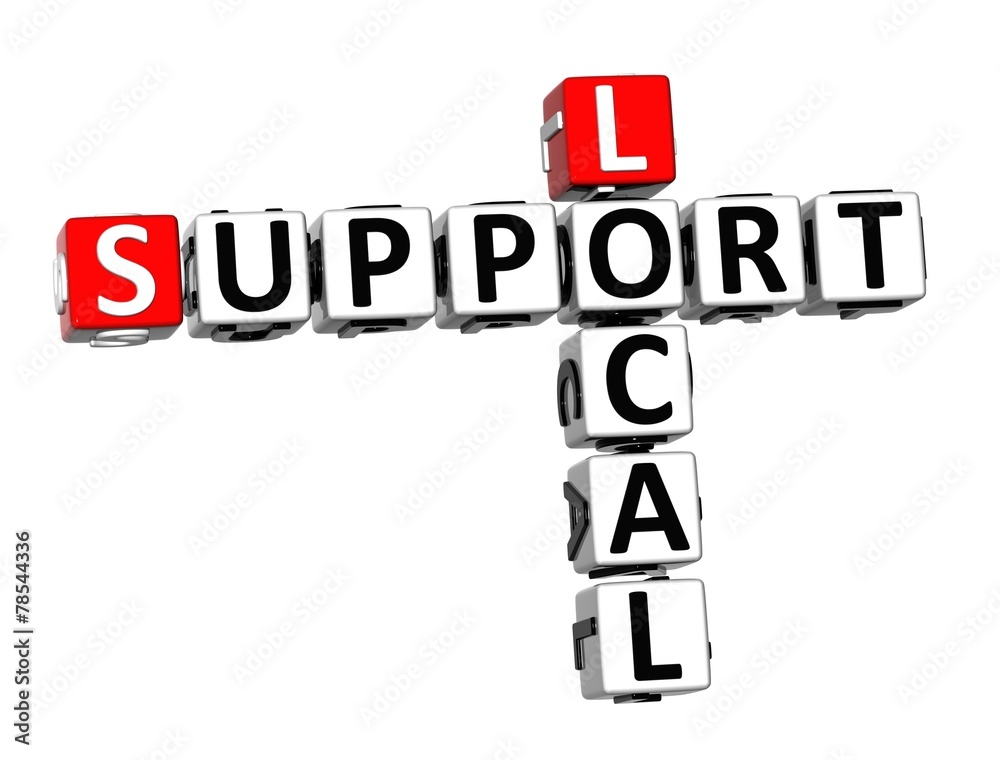 3D Crossword Support Local on white background 3D Crossword Support Local on white background