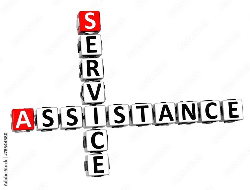 3D Crossword Assistance Service on white background 3D Crossword Assistance Service on white background