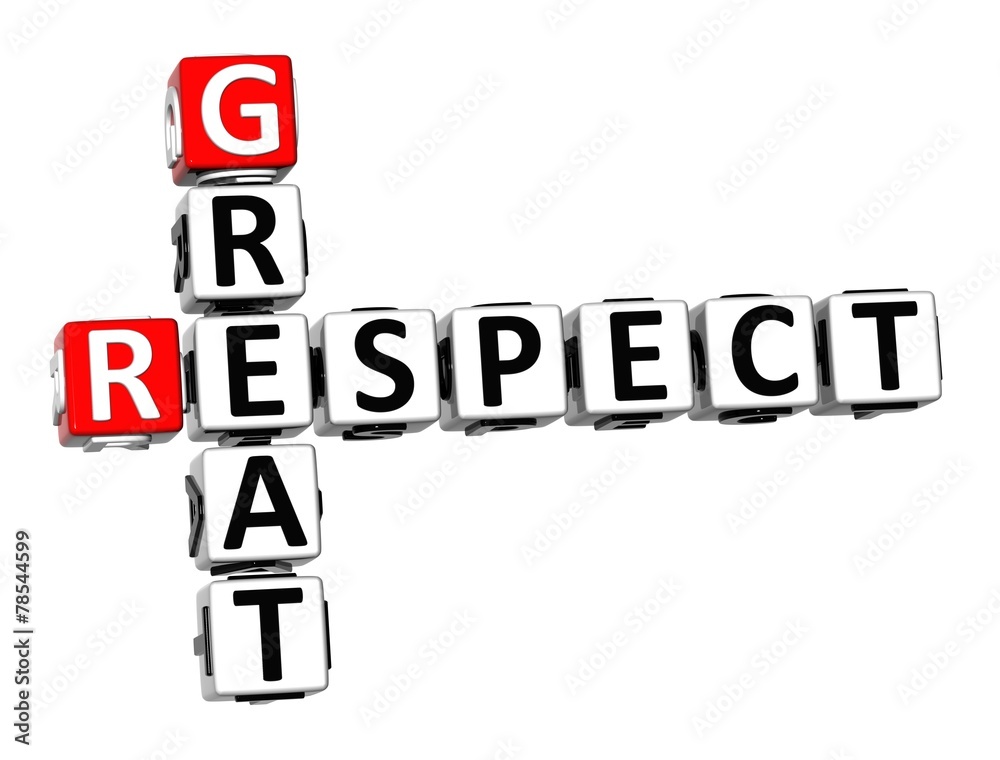3D Crossword Great Respect on white background 3D Crossword Great Respect on white background
