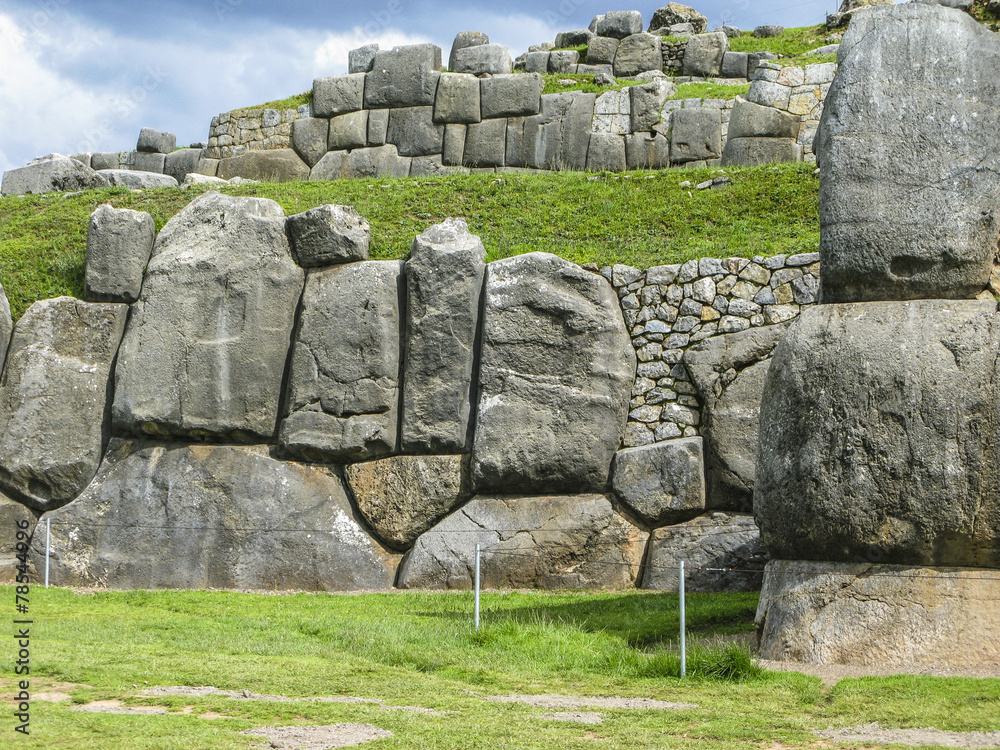 Sacsayhuaman, Incas ruins in the peruvian Andes at Cuzco Peru Stock ...
