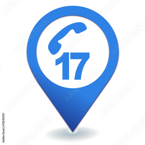 numéro d'urgence 17 police france sur symbole localisation bleu