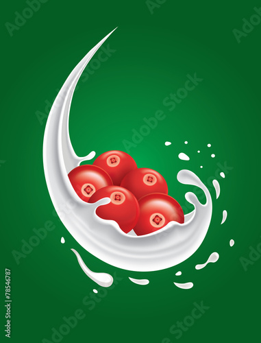 milk splash with cranberry