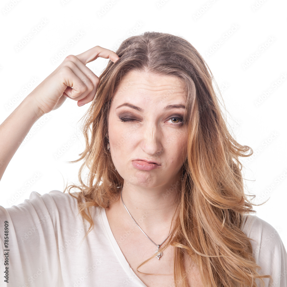 Fototapeta premium Girl playing various emotions in studio