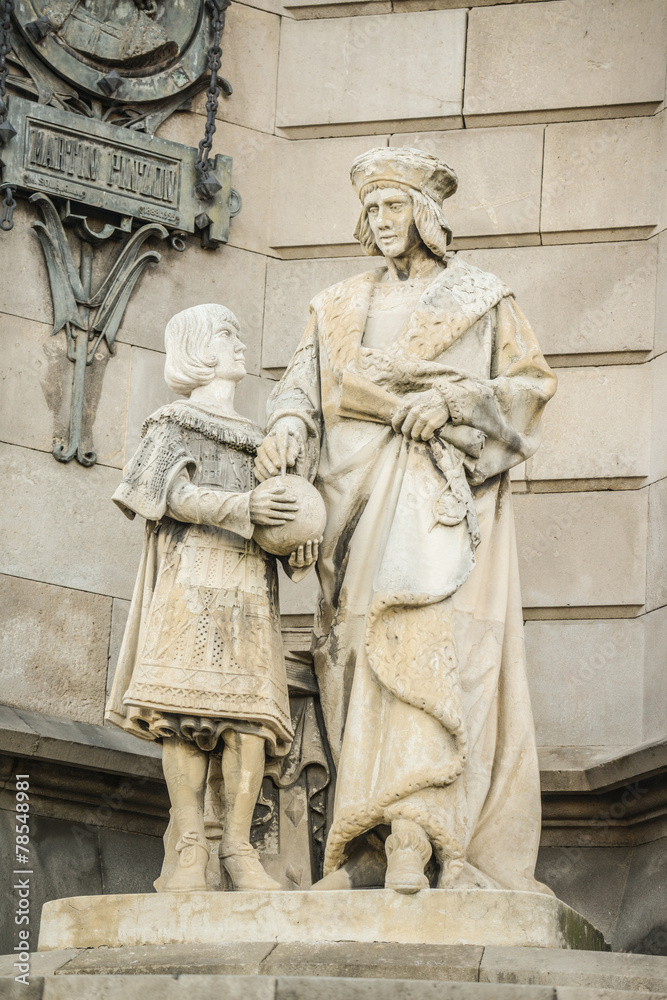 Columbus column on the Barcelona habour with high details