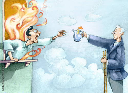 hypocrisy of helping humorous illustration