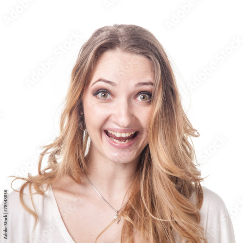 Girl playing various emotions in studio