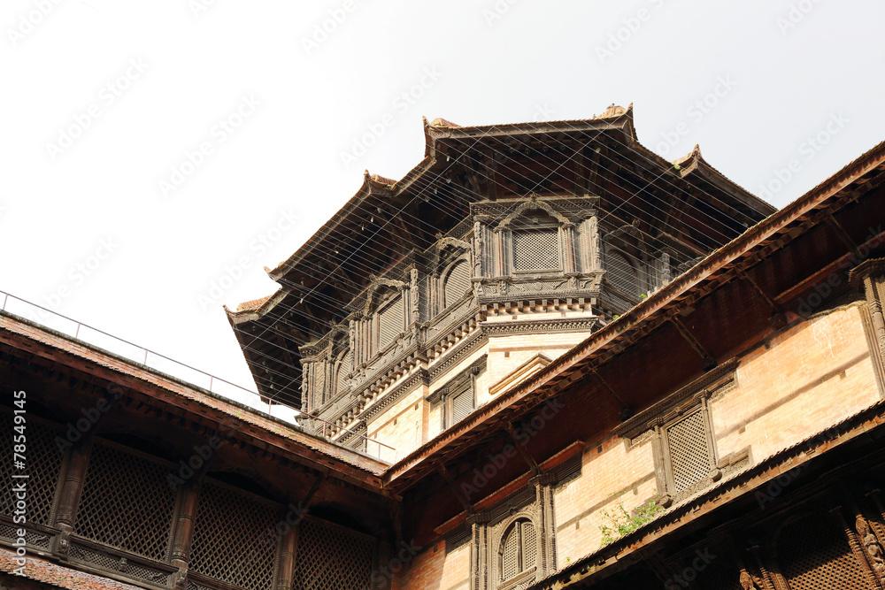 Closeup of a tower at one corner of  Nasal Chowk Courtyard