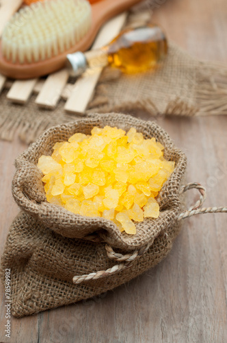 yellow salt spa set with aroma oil