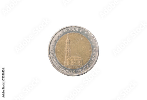 Wallpaper Mural Commemorative 2 euro coin of Germany minted in 2008 over white Torontodigital.ca