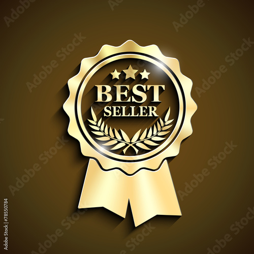 gold best seller icon with long shadow