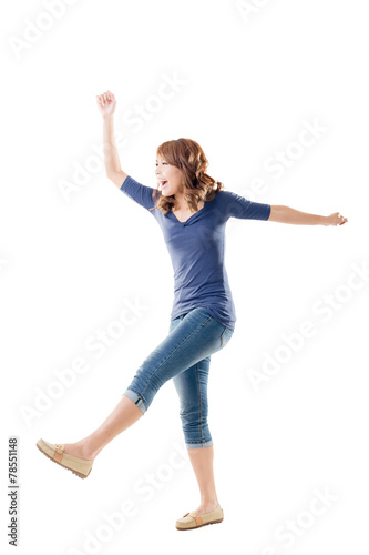 Excited Asian young girl