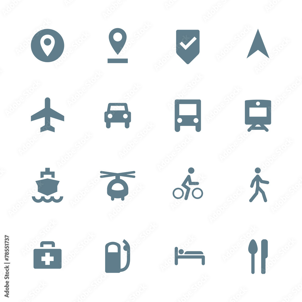 vector gray silhouette various map navigation set