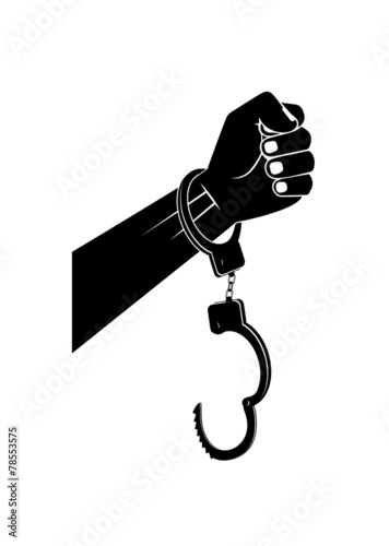 hands in handcuffs on a white background