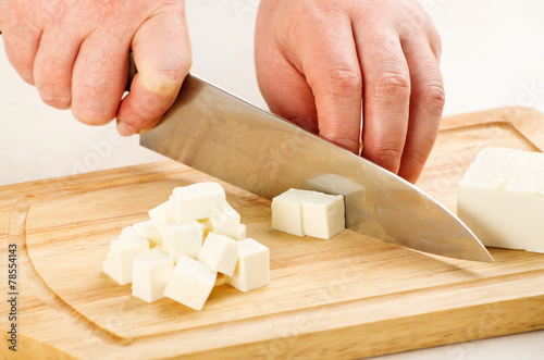 cutting the cheese feta