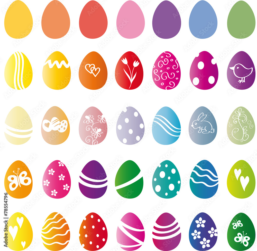 Fototapeta premium Viele bunte Ostereier, RGB, Vektor