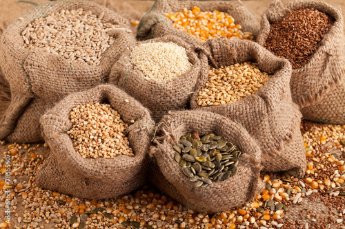 Organic seeds in jute sack