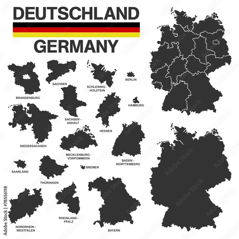 Naklejka premium niemiecka mapa - wysokie szczegóły