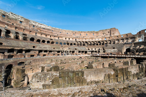 Famous colosseum on bright summer day