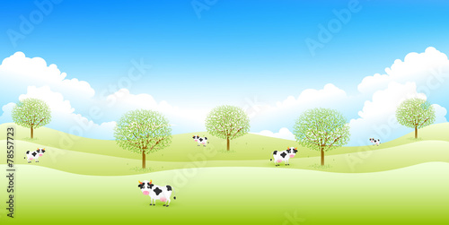 牛　牧場　背景