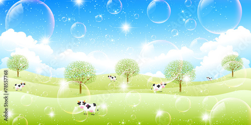 牛　牧場　背景