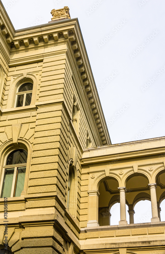 Details of Bundeshaus palace in Bern - Switzerland