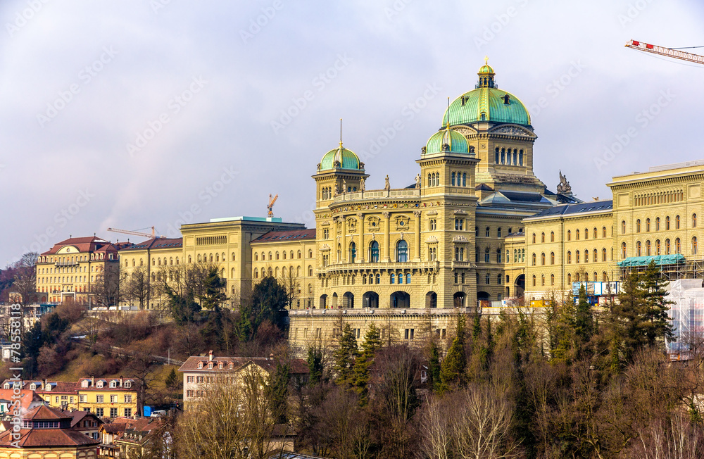 View of the Federal Palace of Switzerland (Bundeshaus) in Bern