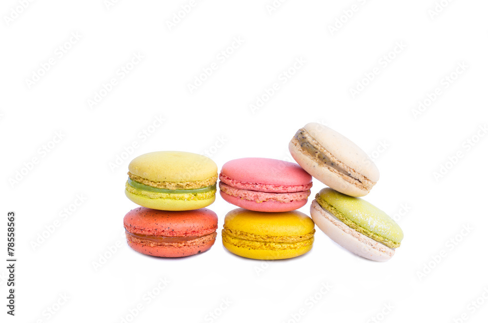 Colorful macarons on white background Colorful macarons on white background