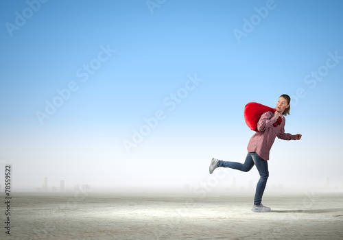 Woman with red bag